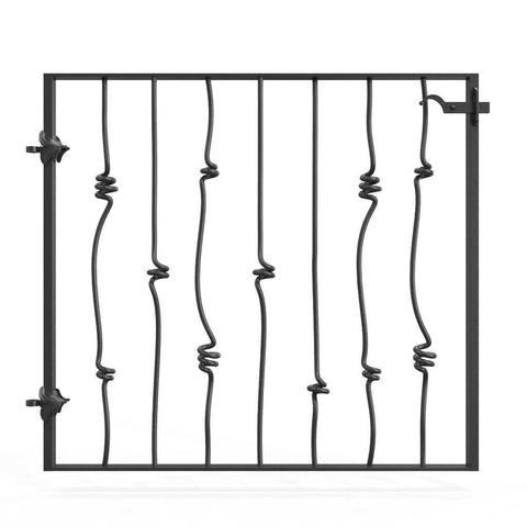 Marlborough - Style 2D - Tall wrought iron gate with lock and grape decorative panel
