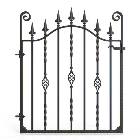 Marlborough - Style 2A - Tall side gate with decorative panels and decorative lock