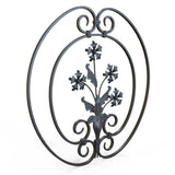 Gates - Salisbury - Style 1A - Tall Wrought Iron Side Gate With Decorative Panel, Gate Topper And Lock