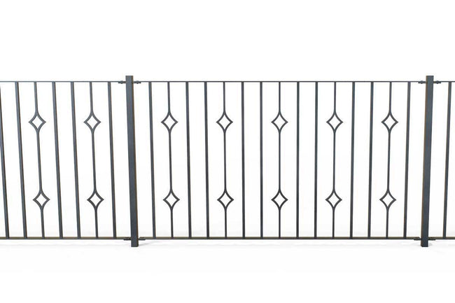 Railings - Newquay - Style 21A - Wrought Iron Double Astral Pattern Decorative Railing