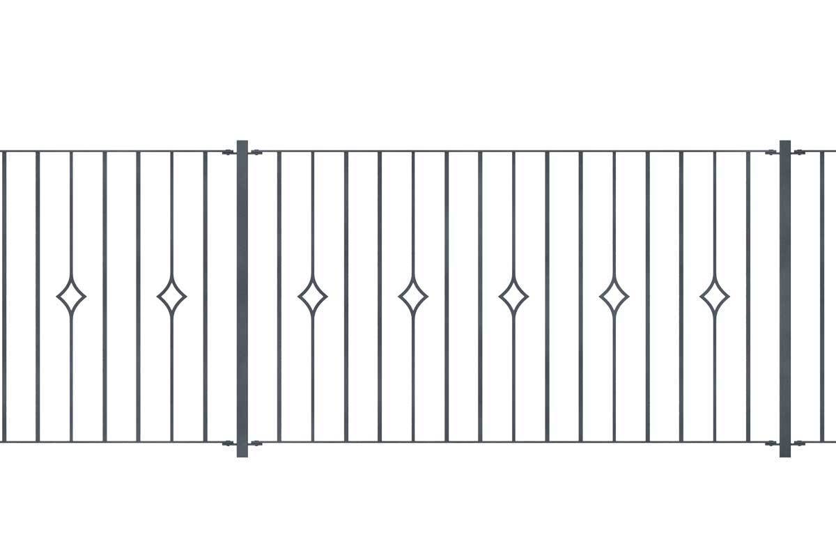 Railings - Newquay - Style 21B - Wrought Iron Single Astral Pattern Decorative Railing
