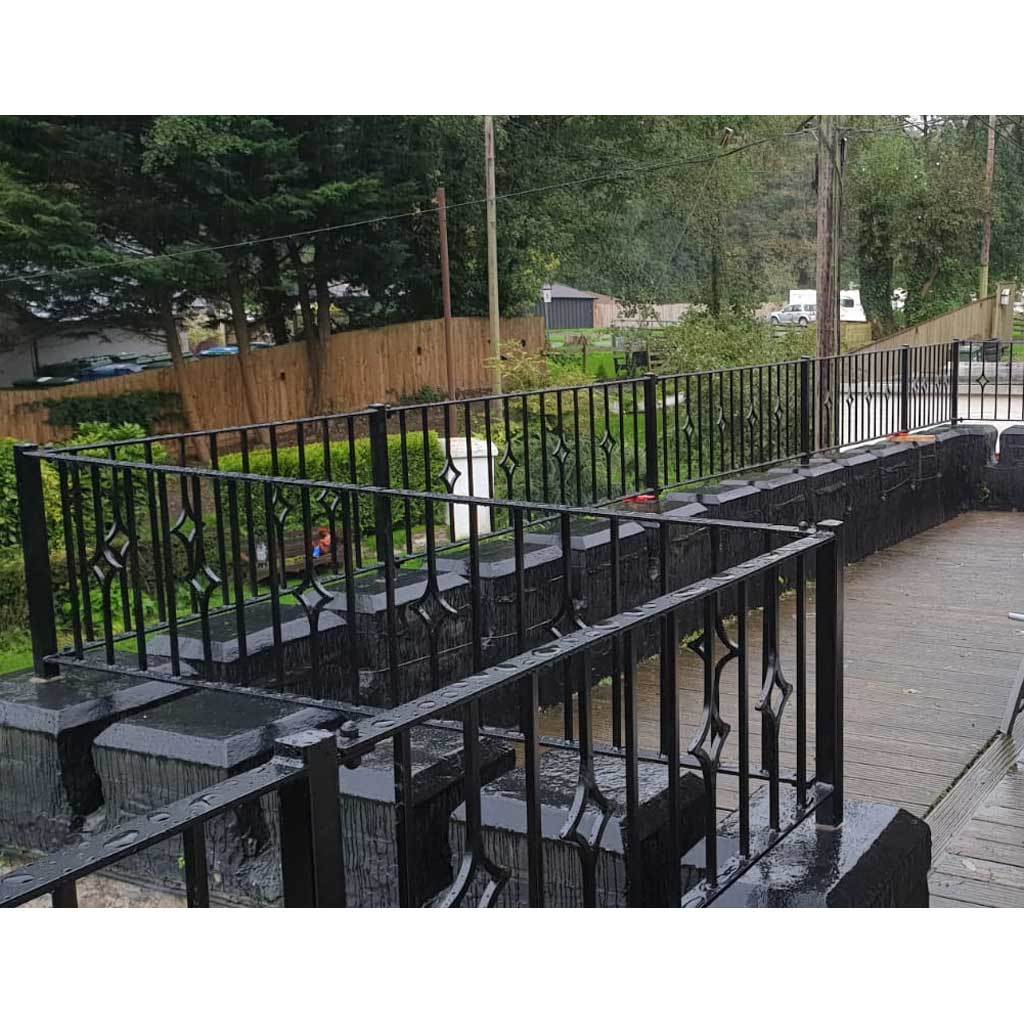 Newquay - Style 21D - Wrought Iron Railing with Double Astral Pattern and Martel Panel
