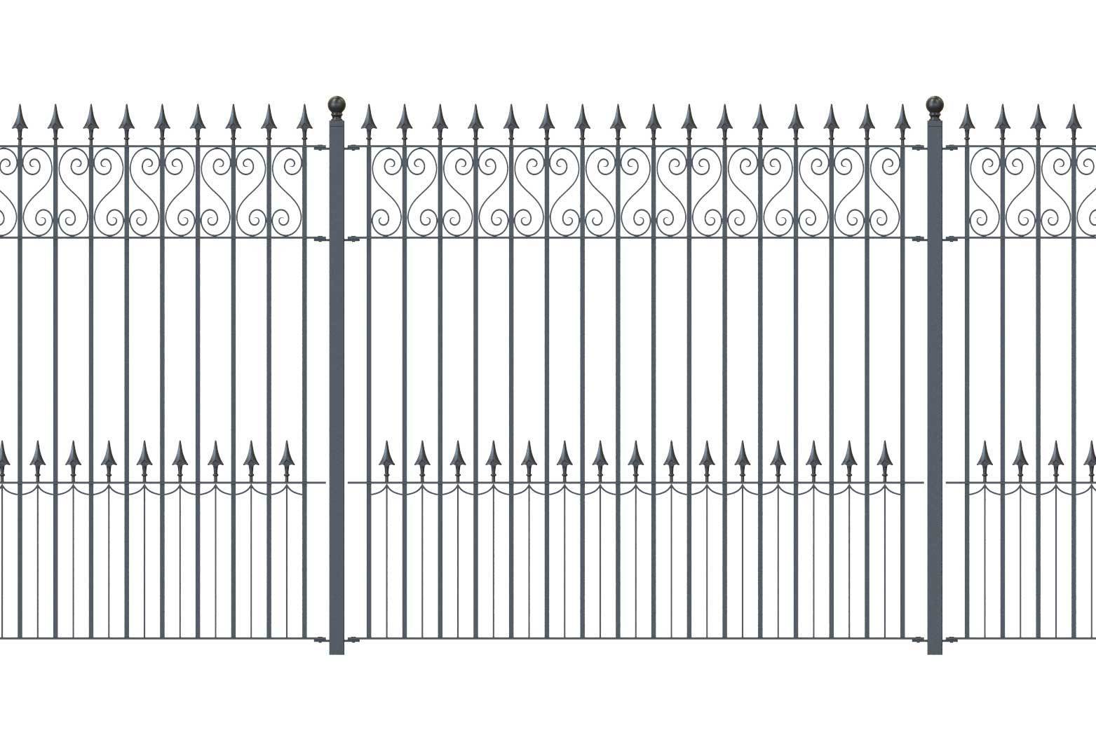 Tall Railings - Canterbury - Style 16D - Tall Wrought Iron Railing With Hearts