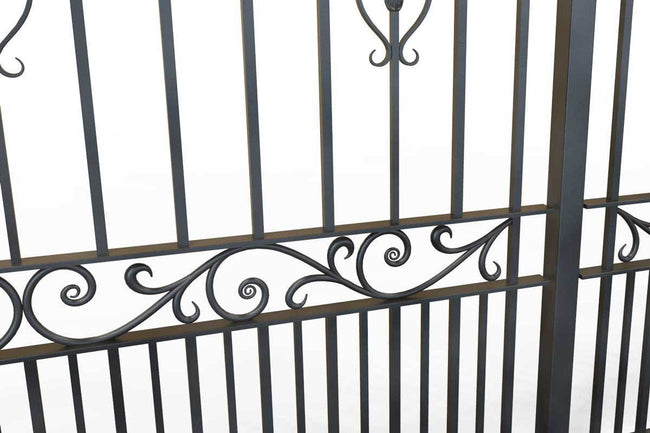 Tall Railings - St Albans - Style 17D - Tall Wrought Iron Railing With Decorative Panels And Dog Bars