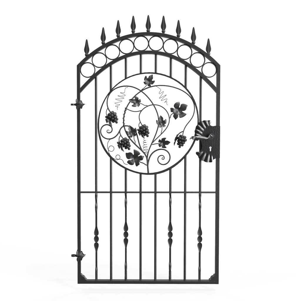 Tall Wrought Iron Side Gate - Clifton - Style 5C - Tall Wrought Iron Gate With Lock And Decorative Panel