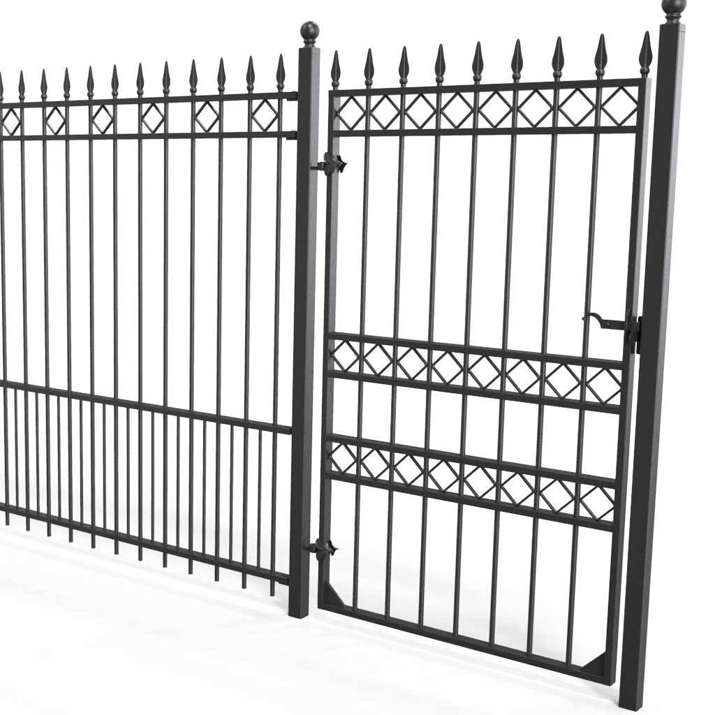 Tall Wrought Iron Side Gate - London - Style 3A - Tall Wrought Iron Gate With Latch