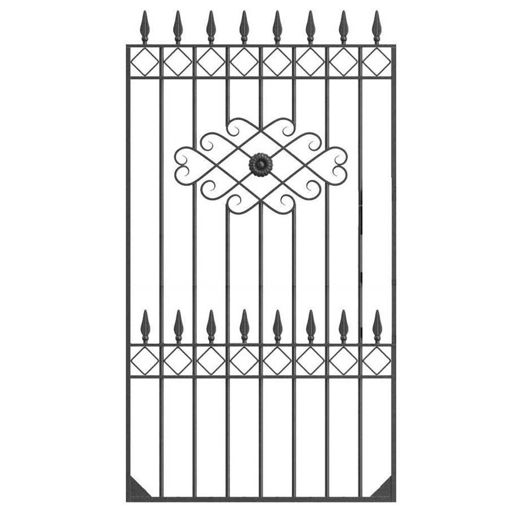 London - Style 3B - Tall wrought Iron gate with rectangular Lock