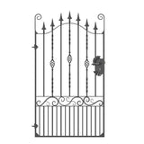 Tall Wrought Iron Side Gate - Marlborough - Style 2A - Tall Side Gate With Decorative Panels And Decorative Lock