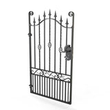 Tall Wrought Iron Side Gate - Marlborough - Style 2A - Tall Side Gate With Decorative Panels And Decorative Lock