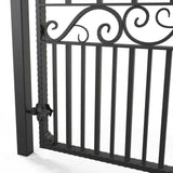 Tall Wrought Iron Side Gate - Marlborough - Style 2A - Tall Side Gate With Decorative Panels And Decorative Lock