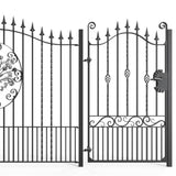 Tall Wrought Iron Side Gate - Marlborough - Style 2A - Tall Side Gate With Decorative Panels And Decorative Lock