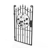 Tall Wrought Iron Side Gate - Marlborough - Style 2D - Tall Wrought Iron Gate With Lock And Grape Decorative Panel
