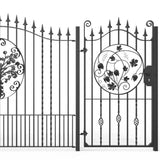 Tall Wrought Iron Side Gate - Marlborough - Style 2D - Tall Wrought Iron Gate With Lock And Grape Decorative Panel