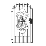 Tall Wrought Iron Side Gate - Salisbury - Style 1D - Tall Gate With Large Panel And Decorative Lock