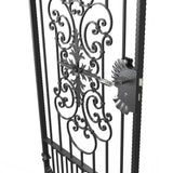 Tall Wrought Iron Side Gate - Salisbury - Style 1D - Tall Gate With Large Panel And Decorative Lock