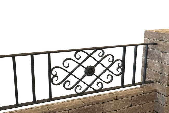 Wall Top Railings - Pevmere - Style 20A - Wall Railing - With Wrought Iron Pomeroy Decorative Panels