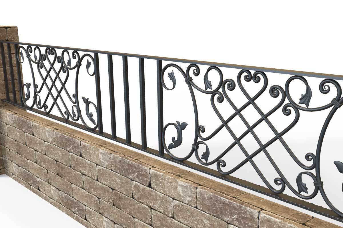 Wall Top Railings - Powderham - Style 20B - Wall Railing - With Wrought ...